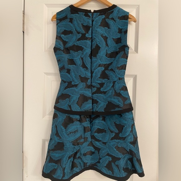 BCBGMaxAzria Suni Jacquard Black Teal Fit & Flare Dress - Picture 5 of 8